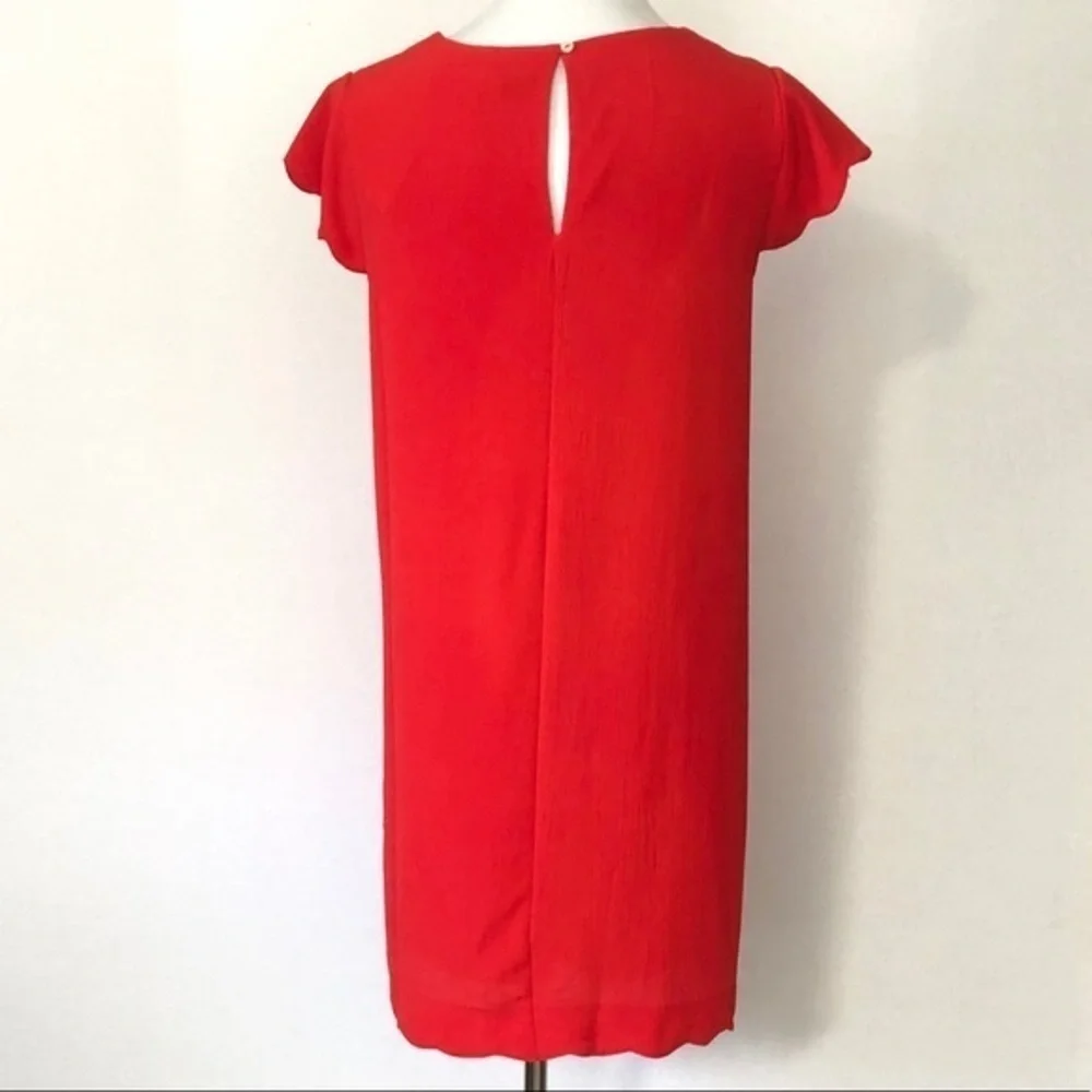 NEW Red She and Sky Keyhole Scallop Sleeve Lined Dress Size Medium NWT